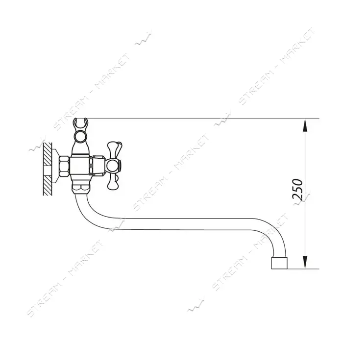 Смеситель для ванной Zerix D3Q длинный ручка WSL-722 букса 1/2"