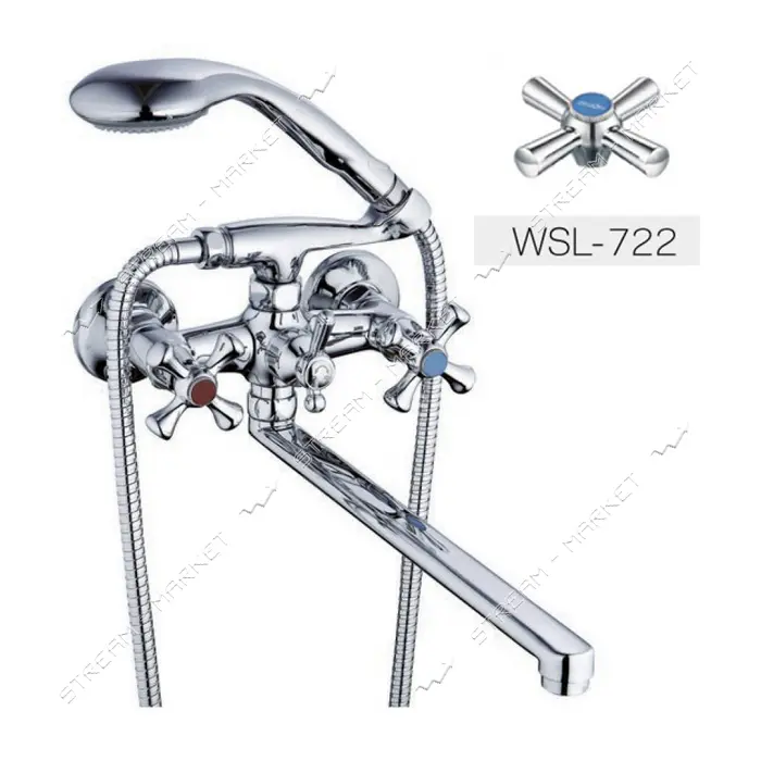 Смеситель для ванной Zerix D4Q длинный ручка WSL-722 букса 1/2"