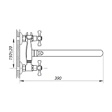 Смеситель для ванной Zerix DFR-B длинный ручка WSL-827 букса 1/2"