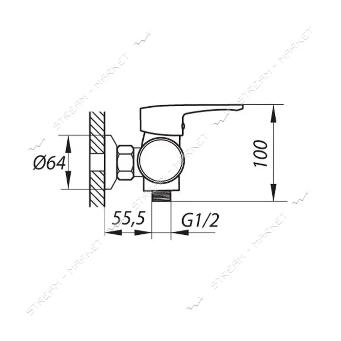 Смеситель для душевой кабины Zerix PUD5 WKB-045                                                     