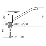 Смеситель для кухни Zerix SOP4-A 045 длинный 25см на гайке ручка 045 картридж 40мм                  