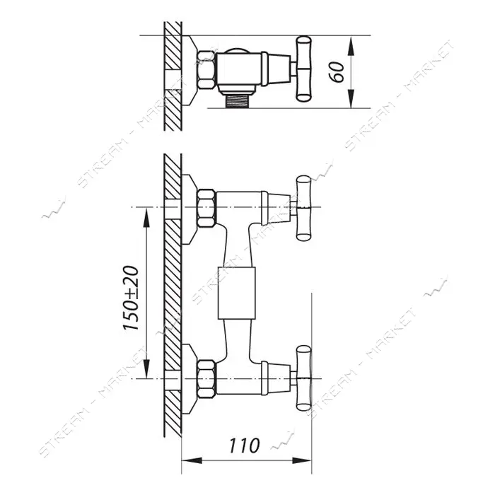 Смеситель для душевой кабины Zerix JIK5 102-A букса 1/2"