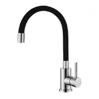 Смеситель для кухни ухо Zerix SUS-011 REFL.Black на гайке из нерж. cтали SUS304                     