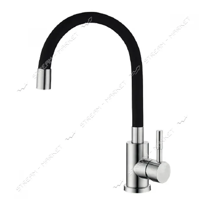Смеситель для кухни ухо Zerix SUS-011 REFL.Black на гайке из нерж. cтали SUS304                     