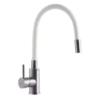 Смеситель для кухни ухо Zerix SUS-011 REFL.White на гайке из нерж. cтали SUS304                     