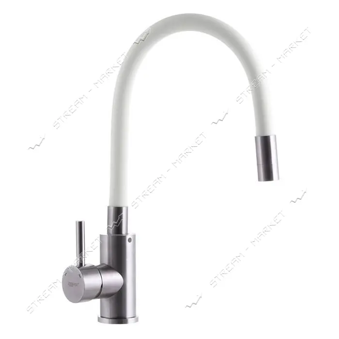 Смеситель для кухни ухо Zerix SUS-011 REFL.White на гайке из нерж. cтали SUS304