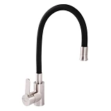 Смеситель для кухни Zerix LR74004-2 BLACK ухо с силиконовым изливом нержавеющая cталь SUS304        