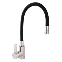 Смеситель для кухни Zerix LR74004-2 BLACK ухо с силиконовым изливом нержавеющая cталь SUS304
