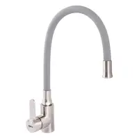 Смеситель для кухни Zerix LR74004-9 ухо силиконовый излив нержавеющая cталь SUS304 серый            
