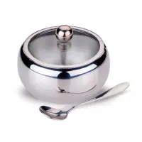 Сахарница Maestro MR-1696 нержавейка с ложкой крышка-стекло                                         