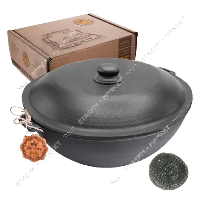 Кастрюля Наша Майстерня WOK Т405С2 8л d34см h15см чугун с литыми ручками плюс крышка