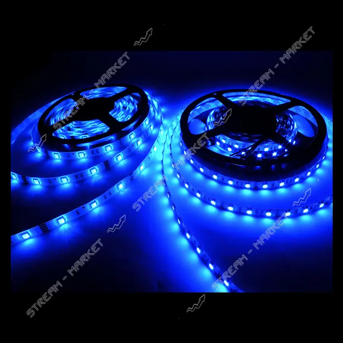 Светодиодная лента smd 3528 120 Led/m DC 12 9.6 W/m IP65 синяя