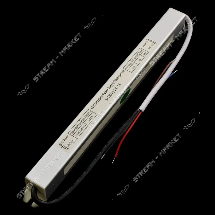 Блок питания для светодиодной ленты герметичный 12В 2А 24W 263x20x22 SLIM