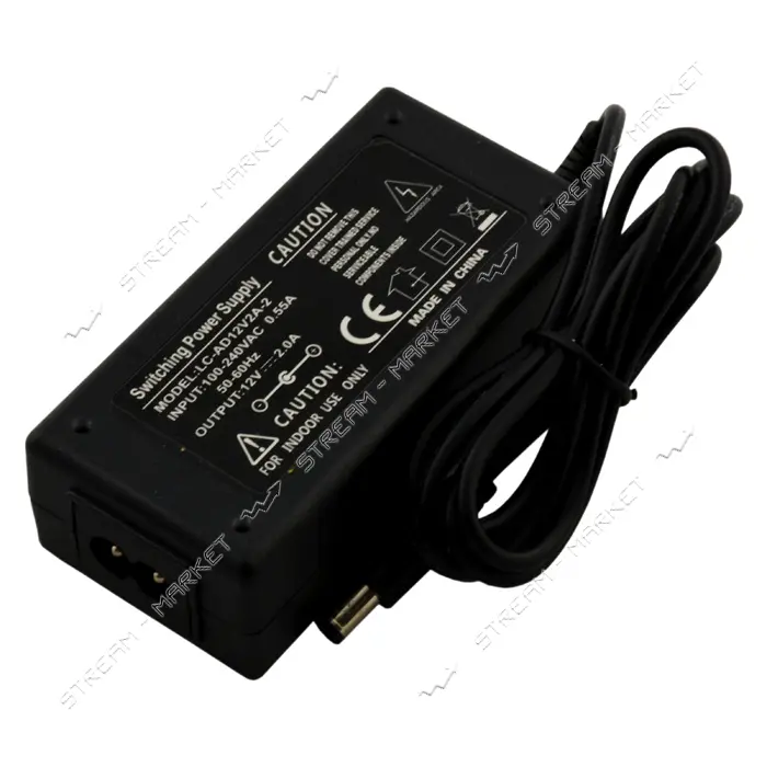 Блок питания 2А 12V 24W 42х93х30 пластиковый корпус со штекером                                     