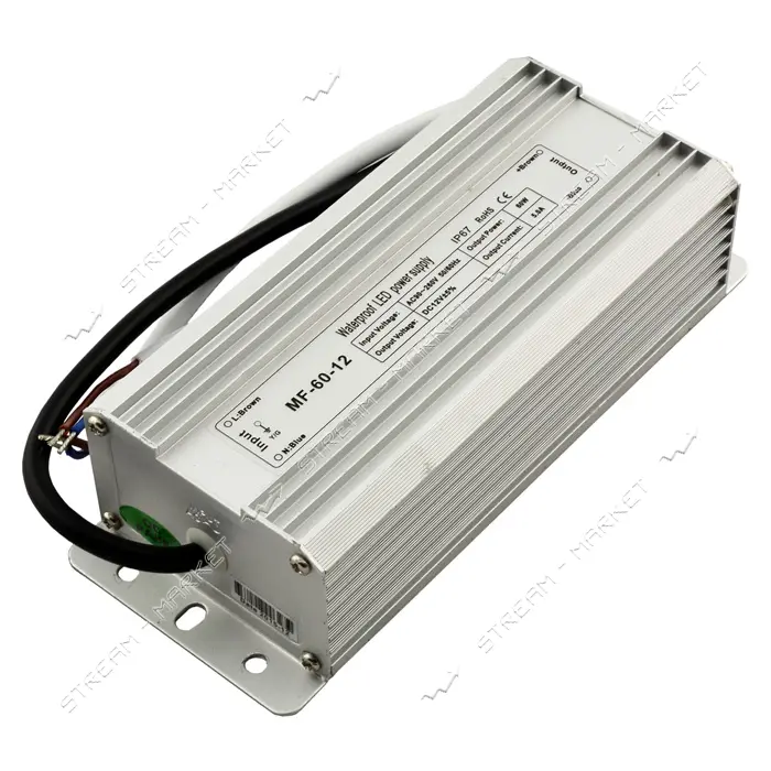 Блок питания герметичный 5А 12V 60W 180х70х50мм                                                     