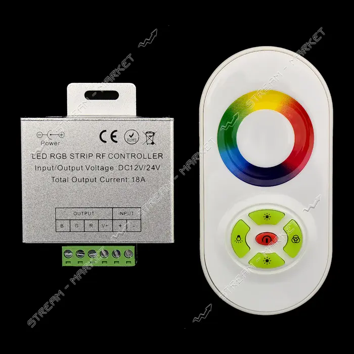 Контроллер для светодиодной ленты RGB 18A сенсорный радио пульт белый