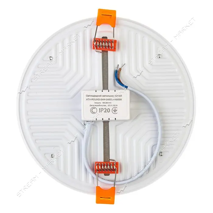Светильник светодиодный Led Light Ester корпус пластик 24W круг 5000К врезной 475/1                 