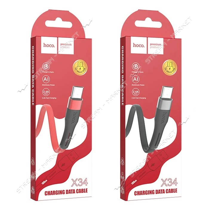 Кабель Hoco X34 Micro USB 2.4А длина 1.2м цвет черный                                               