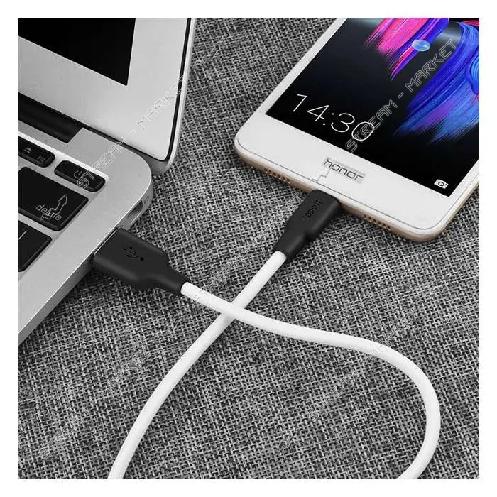 Кабель Hoco X21 Micro USB длина 1м черный с белым