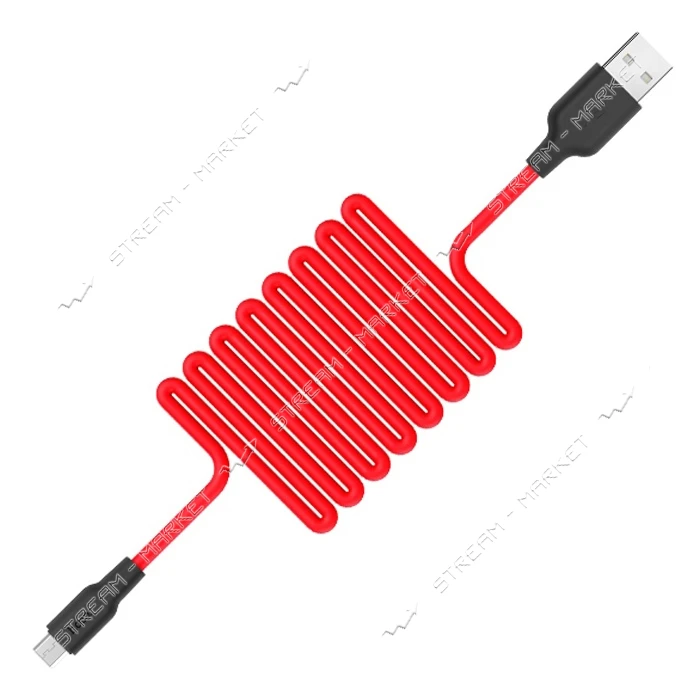 Кабель Hoco X21 Micro USB длина 1м черный с красным                                                 