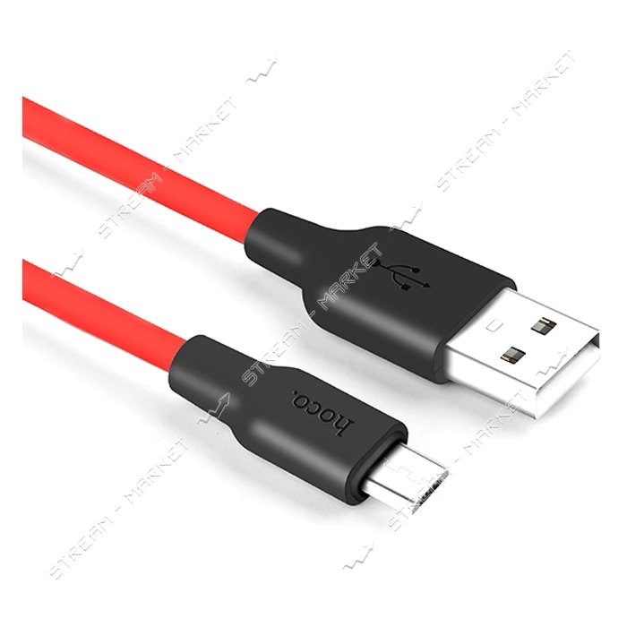 Кабель Hoco X21 Micro USB длина 1м черный с красным                                                 