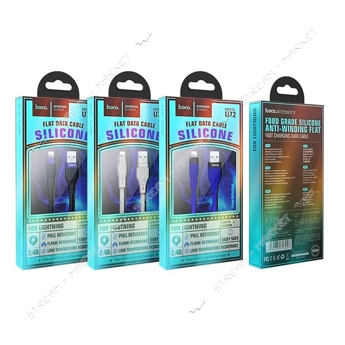 Кабель Hoco U72 Micro USB 2.4А длина 1.2м черный