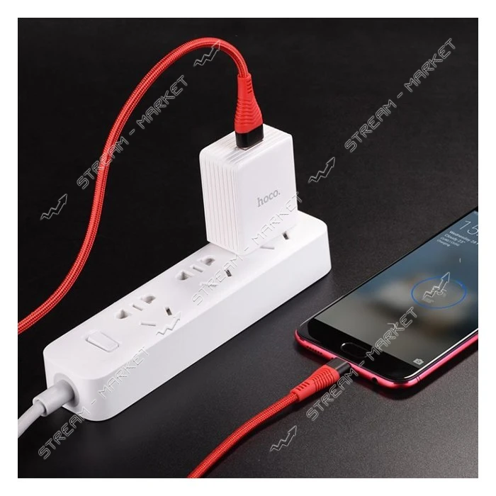 Кабель Hoco U53 Micro USB 4А длина 1.2м красный                                                     