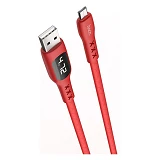 Кабель Hoco S6 Micro USB 2.4А длина 1.2м красный с таймером                                         