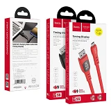 Кабель Hoco S6 Micro USB 2.4А длина 1.2м красный с таймером                                         