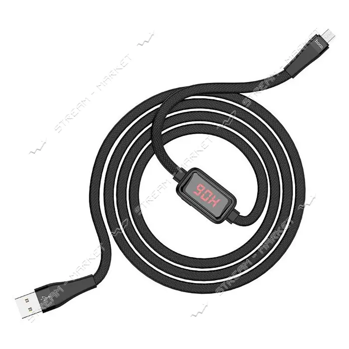 Кабель Hoco S4 Micro USB 2.4А длина 1.2м черный с таймером