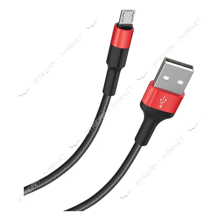 Кабель Hoco X26 Micro USB длина 1м черный с красным