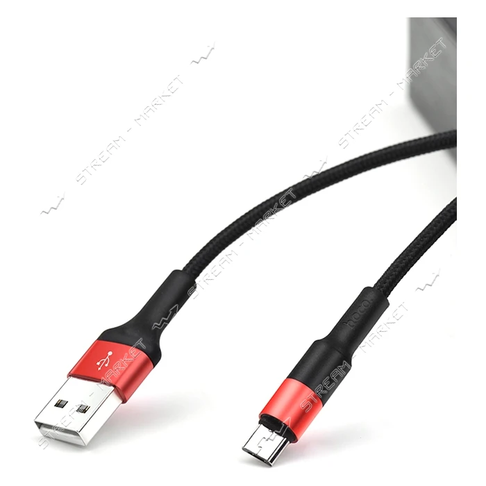 Кабель Hoco X26 Micro USB длина 1м черный с красным