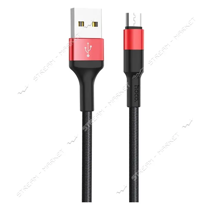 Кабель Hoco X26 Micro USB длина 1м черный с красным