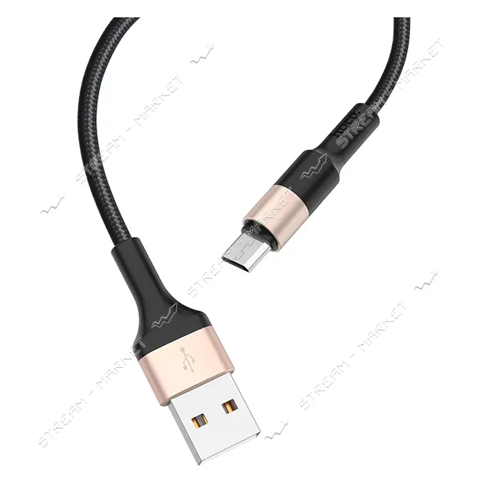 Кабель Hoco X26 Micro USB длина 1м черный с золотом                                                 