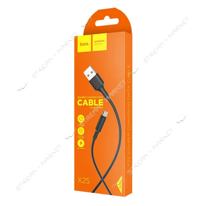 Кабель Hoco  X25 Micro USB длина 1м черный                                                          