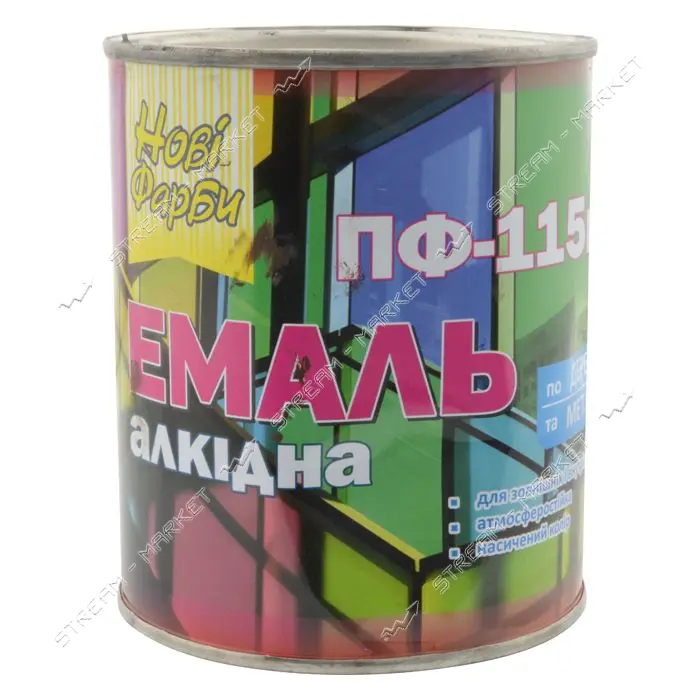 Краска алкидная Новые краски ПФ-115 0.9л коричневая