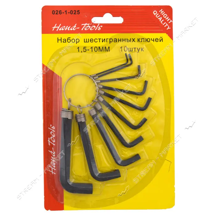 Набор шестигранных ключей Hand-Tools ht1842 1.5-10мм Г-образные 10шт                                