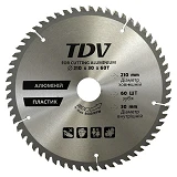 Диск пильный по алюминию и пластику TDV 210x30мм 60 зубов твердосплавные напайки