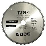 Диск пильный по алюминию и пластику TDV 255x30мм 100 зубов твердосплавные напайки                   