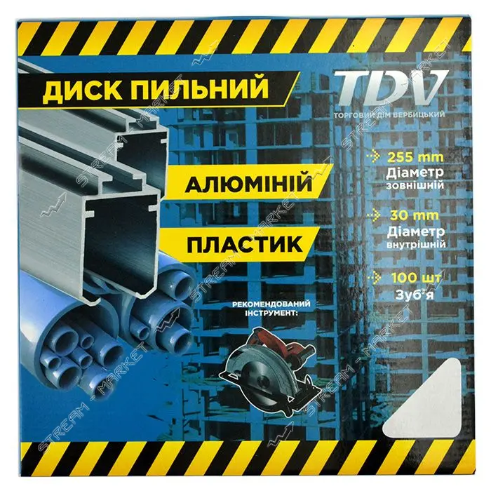 Диск пильный по алюминию и пластику TDV 255x30мм 100 зубов твердосплавные напайки                   