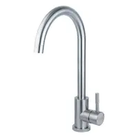 Смеситель для кухни Aquatica 9722101 гусак ухо на гайке картридж 35мм нержавейка                    