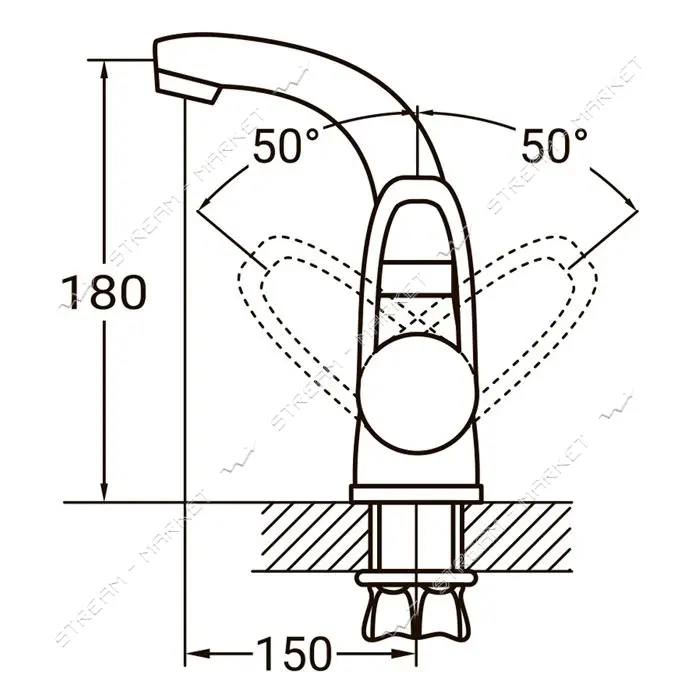 Смеситель для раковины Aquatica 9734000 HL-1A230С гусак изогнутый на гайке картридж 35мм