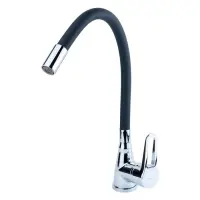 Смеситель для кухни Aquatica HL-4B530C гусак силиконовый на гайке картридж 35мм черный              