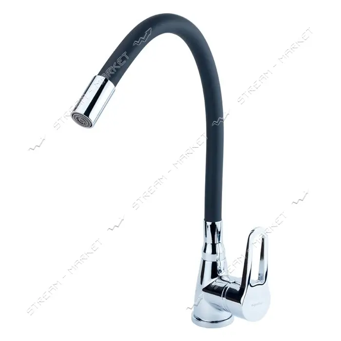 Смеситель для кухни Aquatica HL-4B530C гусак силиконовый на гайке картридж 35мм черный