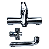 Смеситель для ванны Aquatica HL-3C130C гусак прямой 150мм дивертор выносной картридж 35мм