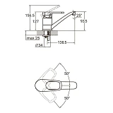 Смеситель для кухни Aquatica MJ-2B129C гусак прямой 150мм на шпильке картридж 40мм                  