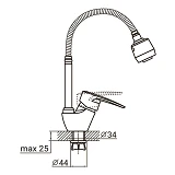 Смеситель для кухни Aquatica 9746120 ML-4B644C гусак гофрированный на гайке картридж 40мм           