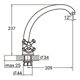 Смеситель для кухни Aquatica PL-4B155C гусак ухо на гайке кранбукса 1/2"