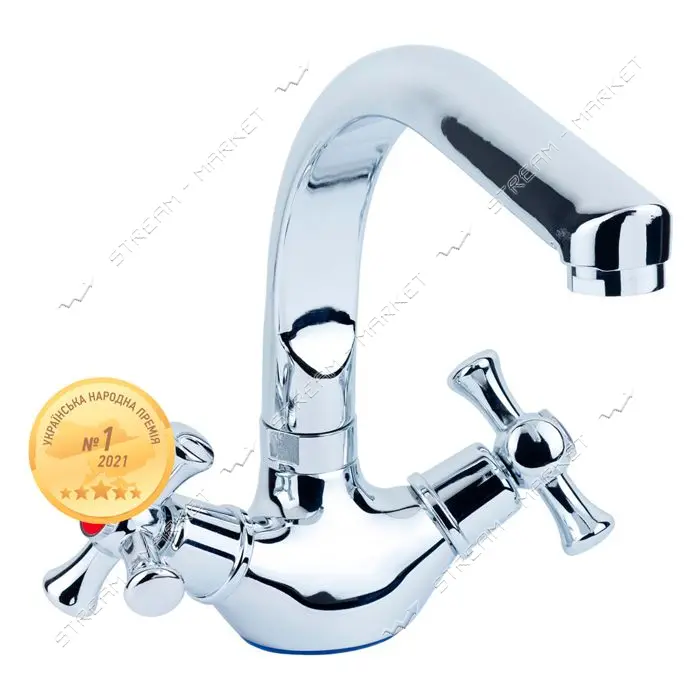 Смеситель для кухни Aquatica PL-4B255C Г-гусак на гайке кранбукса 1/2"