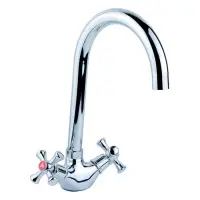 Смеситель для кухни Aquatica PL-4B455C гусак высокий ухо на гайке кранбукса 1/2"                    